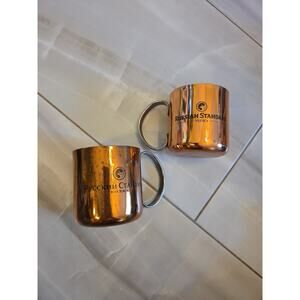 Pair (2) Russian Standard Vodka Moscow Mule Copper Coated Mug Bar Set